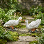 Weiße Entenstatuen Set Minimalist Bauernhaus Garten Dekor Großes Harz Entenpaar Outdoor Tierfiguren Veranda Eingang Akzente