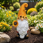Solar Sonnenblume Gnome Gartenstatue mit LED Bienenlicht, Outdoor Yard Dekoration, 27,69 cm