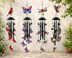 Garten Windspiel Schmetterling Kolibri Kardinal Libelle, Aluminium Klangspiel, 90-99 cm