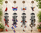 Garten Windspiel Schmetterling Kolibri Kardinal Libelle, Aluminium Klangspiel, 90-99 cm