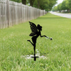 Fairy Silhouette Metal Garden Fence Topper, Magical Yard Stake with Wand, Outdoor Lawn & Flower Bed Decor
