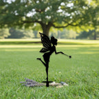 Fairy Silhouette Metal Garden Fence Topper, Magical Yard Stake with Wand, Outdoor Lawn & Flower Bed Decor