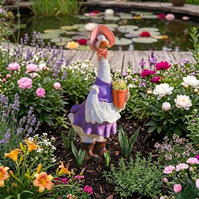 Mini-Harz-Entenfigur realistische Entenstatue Feengarten-Dekor Bauernhaus-Tierverzierung