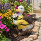 Solar Duck Garden Statue mit LED Rosenstrauß, Outdoor Yard Decor