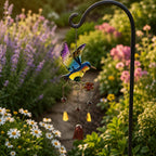 Kolibri-Windspiel, handbemaltes Glas, Kupferglocke, Gartendekoration, 44 cm