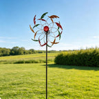 3-Ton Feder Windmühle, Dual Rotating Multicolor Leaf Kinetic Wind Spinner, wetterfeste große Outdoor-Garten-Kunst