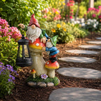 Solar Zwerg Pilz Laterne Statue für Garten, 27,5 cm, Kunstharz, Außendekoration