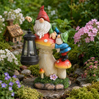 Solar Zwerg Pilz Laterne Statue für Garten, 27,5 cm, Kunstharz, Außendekoration