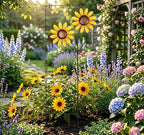 Metall Sonnenblume Garten Spinner Rustikales Schmiedeeisen Yard Dekor
