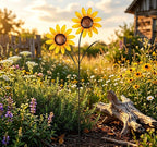 Metall Sonnenblume Garten Spinner Rustikales Schmiedeeisen Yard Dekor