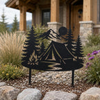 Camping Szene Gartenpfahl, Bergzelt Hof Kunst, rustikale Hütte Rasen Dekor, Outdoor Abenteuer Geschenk