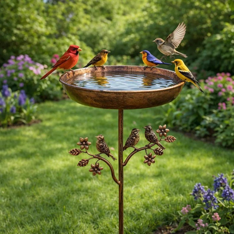 Metall Vogeltränke für Garten – Freistehende Vogeltränke Schüssel, Vintage Design