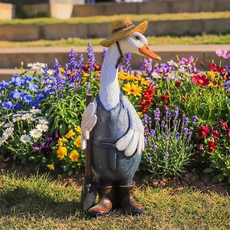 Mini-Harz-Entenfigur realistische Entenstatue Feengarten-Dekor Bauernhaus-Tierverzierung