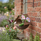 Harz-Vogelhaus mit Blumenverzierungen, hängendes Gartenvogelhaus, Außendekoration 12,6 cm