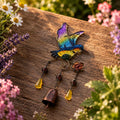 Kolibri-Windspiel, handbemaltes Glas, Kupferglocke, Gartendekoration, 44 cm
