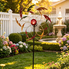 3-Ton Feder Windmühle, Dual Rotating Multicolor Leaf Kinetic Wind Spinner, wetterfeste große Outdoor-Garten-Kunst